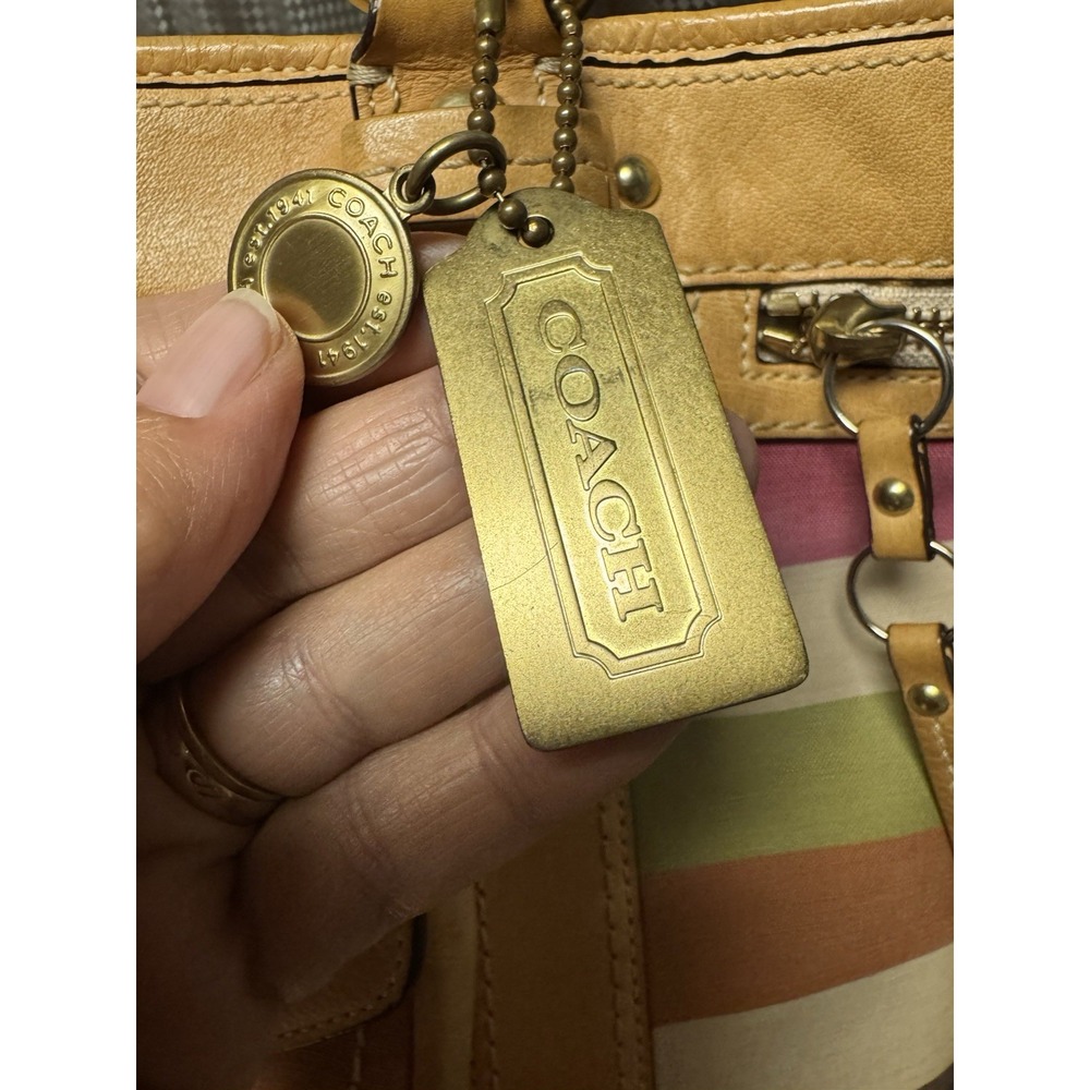 Vintage Y2K COACH Iconic Y2K Legacy Oxford Stripe Slim Pocket Tote 10760 RARE - Picture 6 of 16